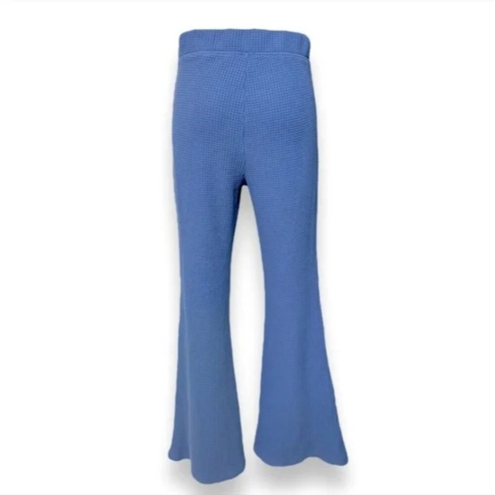 Aerie Blue Waffle Knit Pull On Flare Pants - Picture 4 of 7